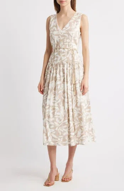 JULIA JORDAN JULIA JORDAN PRINT DROP WAIST SLEEVELESS MAXI DRESS