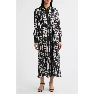 Julia Jordan Print Long Sleeve Shirtdress In Black
