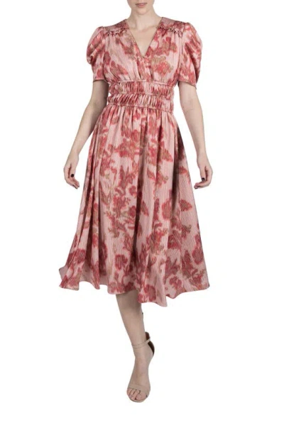 Julia Jordan Print Puff Sleeve Dress In Blush Multi