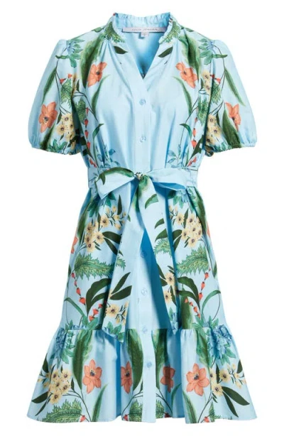 Julia Jordan Print Puff Sleeve Tie Waist Dress In Multi
