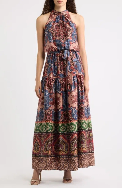 Julia Jordan Print Sleeveless Tiered Maxi Dress In Multi