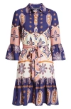 Julia Jordan Print Tie Waist Shirtdress In Multi