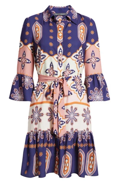 Julia Jordan Print Tie Waist Shirtdress In Multi