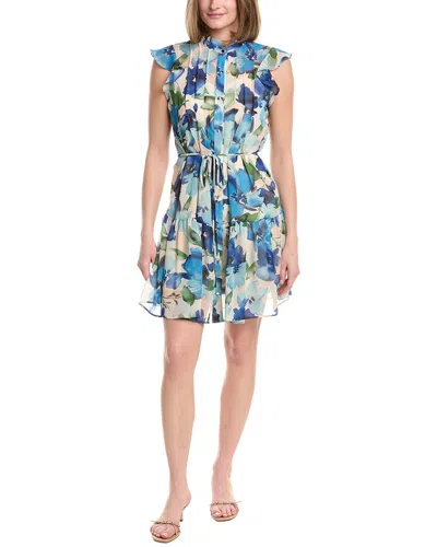 Julia Jordan Printed Chiffon Cap Sleeve Mini Dress In Multi
