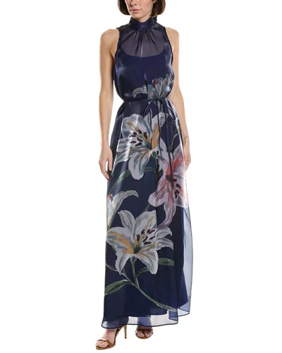 Julia Jordan Printed Glow Organza Maxi Dress In Multi
