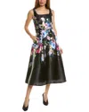 Julia Jordan Printed Mikado Midi Dress In Black