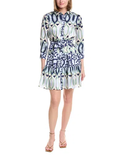 Julia Jordan Printed Satin Twill Shirtdress In Green