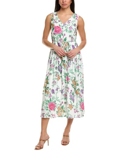 Julia Jordan Printed Voile Midi Dress In White