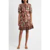 Julia Jordan Puff Sleeve Mini Dress In Multi