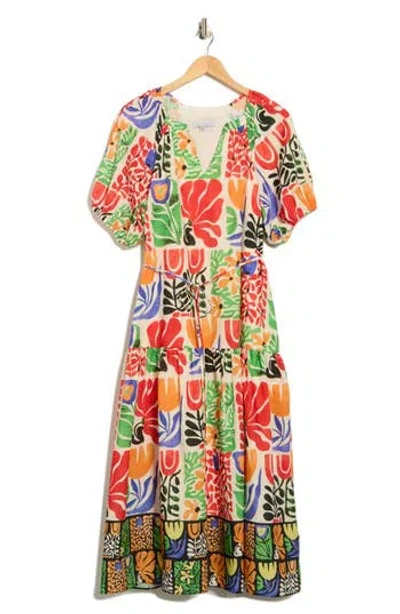 Julia Jordan Puff Sleeve Maxi Dress In Multi