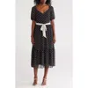 Julia Jordan Puff Sleeve Midi Dress In Black