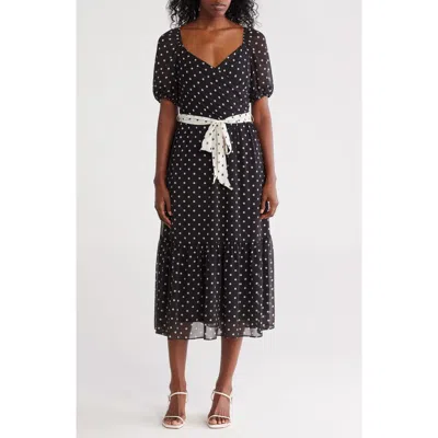 Julia Jordan Puff Sleeve Midi Dress In Black
