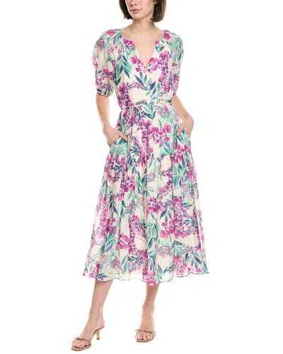 Julia Jordan Puff Sleeve Midi Dress In White