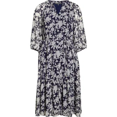 Julia Jordan Puff Sleeve Tie Belt Midi Dress
