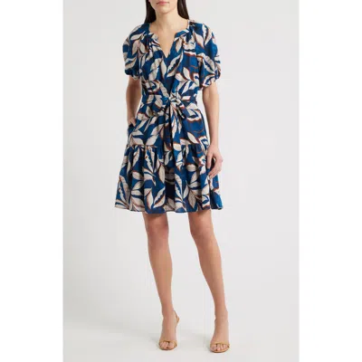 Julia Jordan Puff Sleeve Tie Belt Minidress In Blue