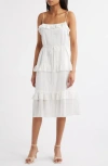 Julia Jordan Ruffle Clip Dot Tie Strap Midi Dress