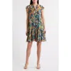 Julia Jordan Ruffle Pintuck Shift Dress In Orange Multi
