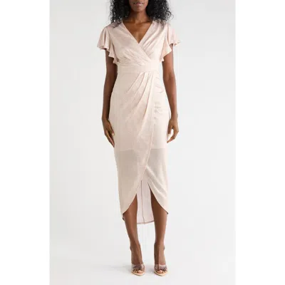 Julia Jordan Ruffle Sleeve Tulip Maxi Dress In Neutral