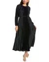 Julia Jordan Pleated Long Sleeve Satin Midi Dress In Blue