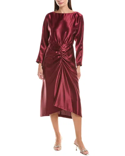 Julia Jordan Satin Midi Dress In Burgundy