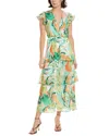 Julia Jordan Satin Stripe Maxi Dress In Green