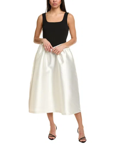 Julia Jordan Scuba Crepe & Solid Mikado Midi Dress In Black