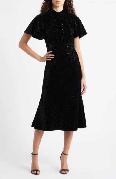 Julia Jordan Sequin Embellished Velvet Midi Dress In Black