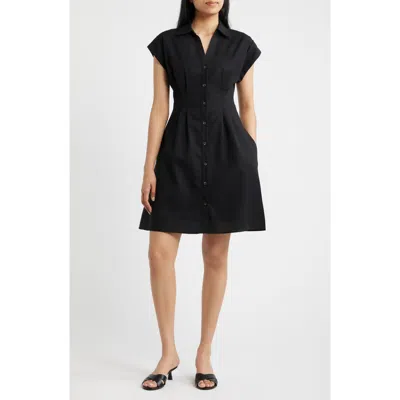 Julia Jordan Short Sleeve Shirtdress In Black