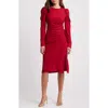 Julia Jordan Side Ruched Long Sleeve Midi Dress
