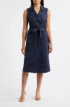 Julia Jordan Sleeveless Button Front Midi Dress In Blue