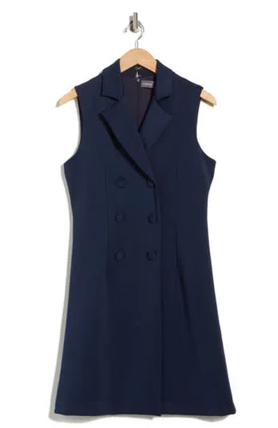 Julia Jordan Sleeveless Double Breasted Minidress In Blue