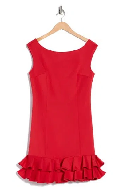 Julia Jordan Sleeveless Ruffle Hem Dress In Red