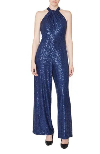 Julia Jordan Sleeveless Sequin Jumpsuit In Blue