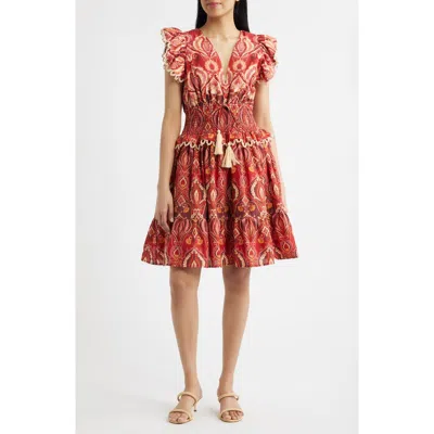 Julia Jordan Smocked Waist Ruffle Dress In Multi