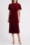 Julia Jordan Joline Thin Stripe Glitter Velvet Midi Dress In Burgundy