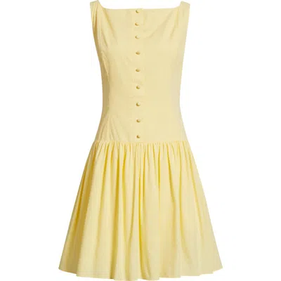 Julia Jordan Square Neck Sleeveless Cotton Dress In Yellow