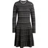 Julia Jordan Stripe Jacquard Long Sleeve Sweater Dress In Black White