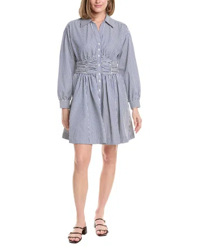 Julia Jordan Stripe Poplin Woven Mini Dress In Blue