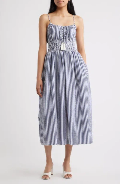 Julia Jordan Stripe Seersucker Dress In Multi