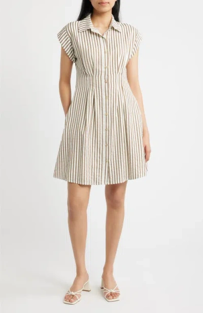 Julia Jordan Striped Button Front Shirtdress In Multi
