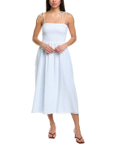 Julia Jordan Striped Seersucker Midi Dress In White