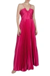 JULIA JORDAN SUNBURST PLEATED SATIN MAXI DRESS