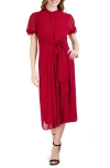 Julia Jordan Clip Dot Short Sleeve Dress In Cranberry
