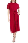 Julia Jordan Clip Dot Short Sleeve Dress In Cranberry