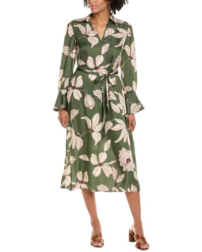 Julia Jordan Textured Satin Shirtdress In Green