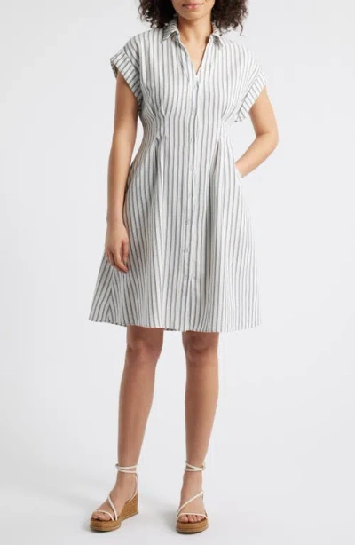 Julia Jordan Ticking Stripe Shirtdress In Gray