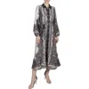 Julia Jordan Tie Belt Long Sleeve Midi Shirtdress In Black Multi