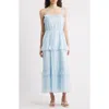 Julia Jordan Crinkle Chiffon Maxi Dress In Blue