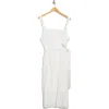 Julia Jordan Tie Waist Cotton Gauze Maxi Dress In White