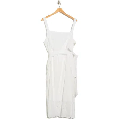 Julia Jordan Tie Waist Cotton Gauze Maxi Dress In White